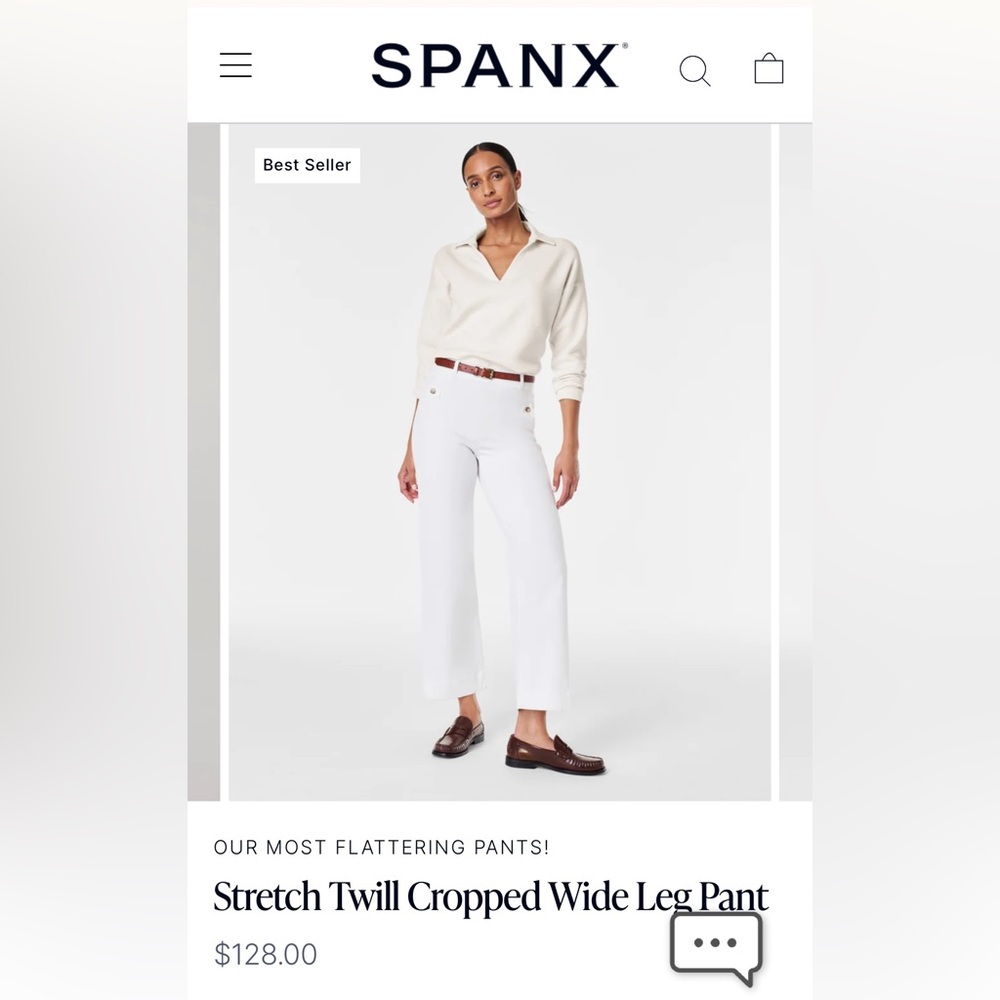 NWT - Spanx Stretch Twill Cropped Wide Leg Pant